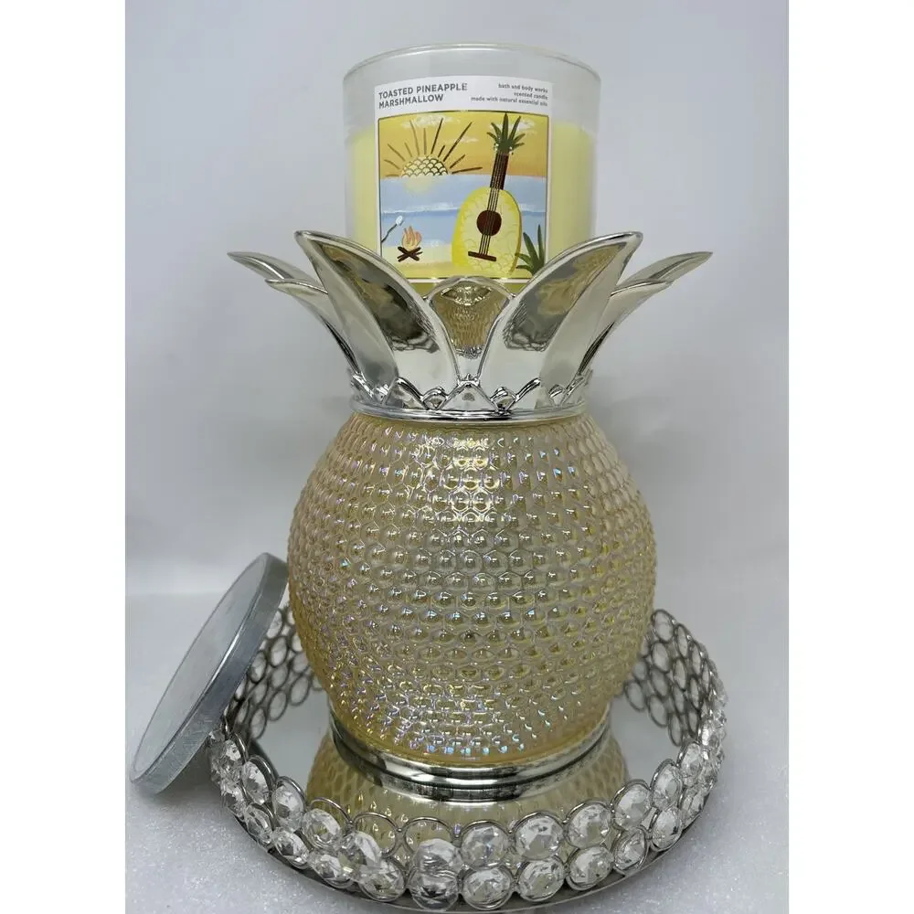 New Bath & Body Works~3 Wick Pineapple Candle Holder + Foaming Hand Soap Holder